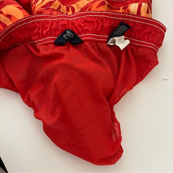 Chaps men LARGE Swim Trunks shorts Pockets mesh lined orange tropical swimwear - Picture 9 of 15